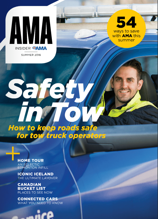 Cover of AMA Insider Magazine summer 2016 with a tow truck driver sitting in his truck.