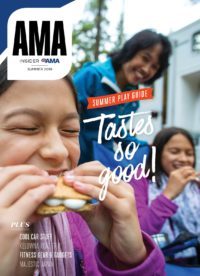 Cover of AMA Insider Magazine summer 2019 with children eating smores.