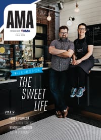 Cover of AMA Insider Magazine fall 2019 with a couple standing in their cafe.