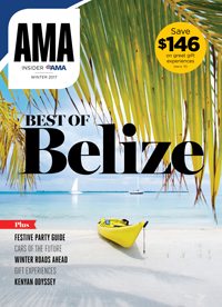 Cover of AMA Insider Magazine winter 2017 with a beach in Belize.