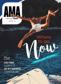 Cover of AMA Insider Magazine spring 2018 with a man jumping off a boat into the ocean.
