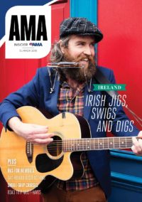 Cover of AMA Insider Magazine summer 2018 with a man playing a guitar.