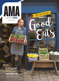 Cover of AMA Insider Magazine winter 2019 with grocer in front of store.