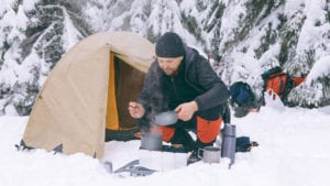 winter camp cooking alberta camping tent