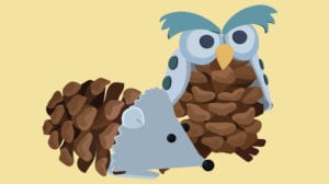 Easy holiday decorations illustration of a pinecone mouse and owl
