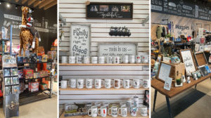 triptych of magpies collection store interiors featuring quaint products like mugs and picture frames